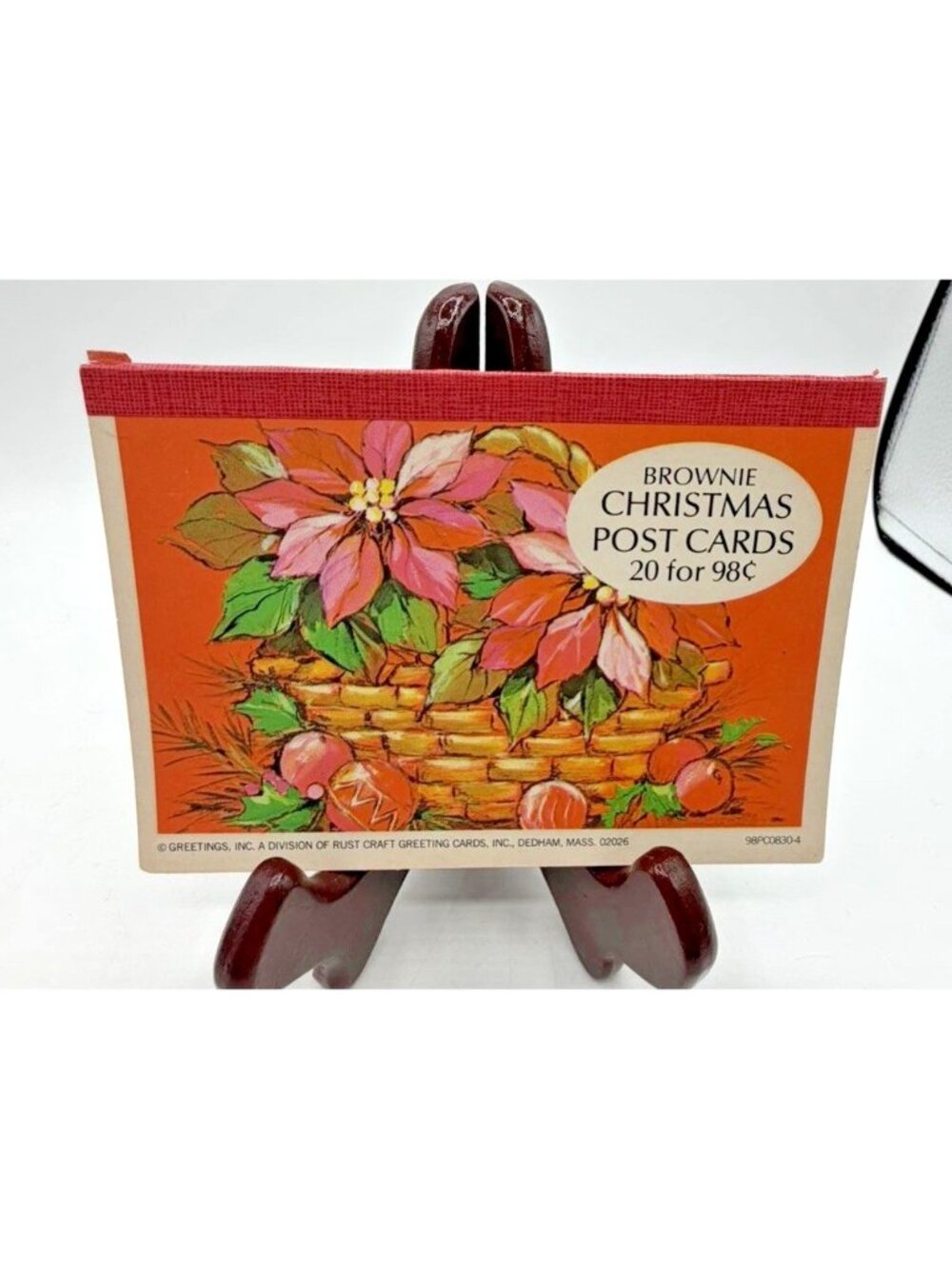 Vintage Christmas Brownie Post Cards Set of 9 Rust Craft Poinsettia Holiday